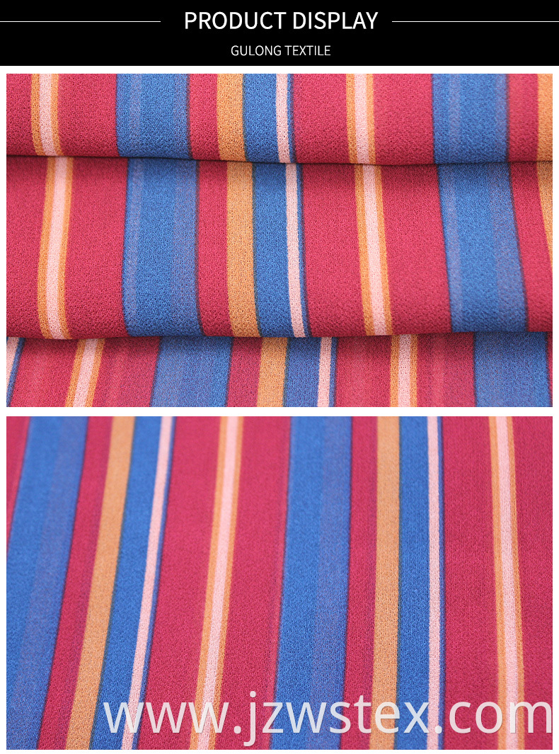 rayon polyester chiffon stripe fabric, multiple colors available